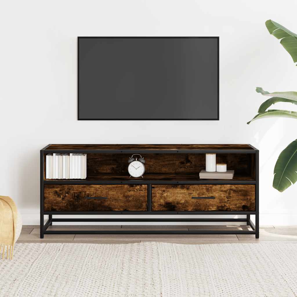 vidaXL Szafka pod telewizor, przydymiony dąb, 100x34,5x40 cm