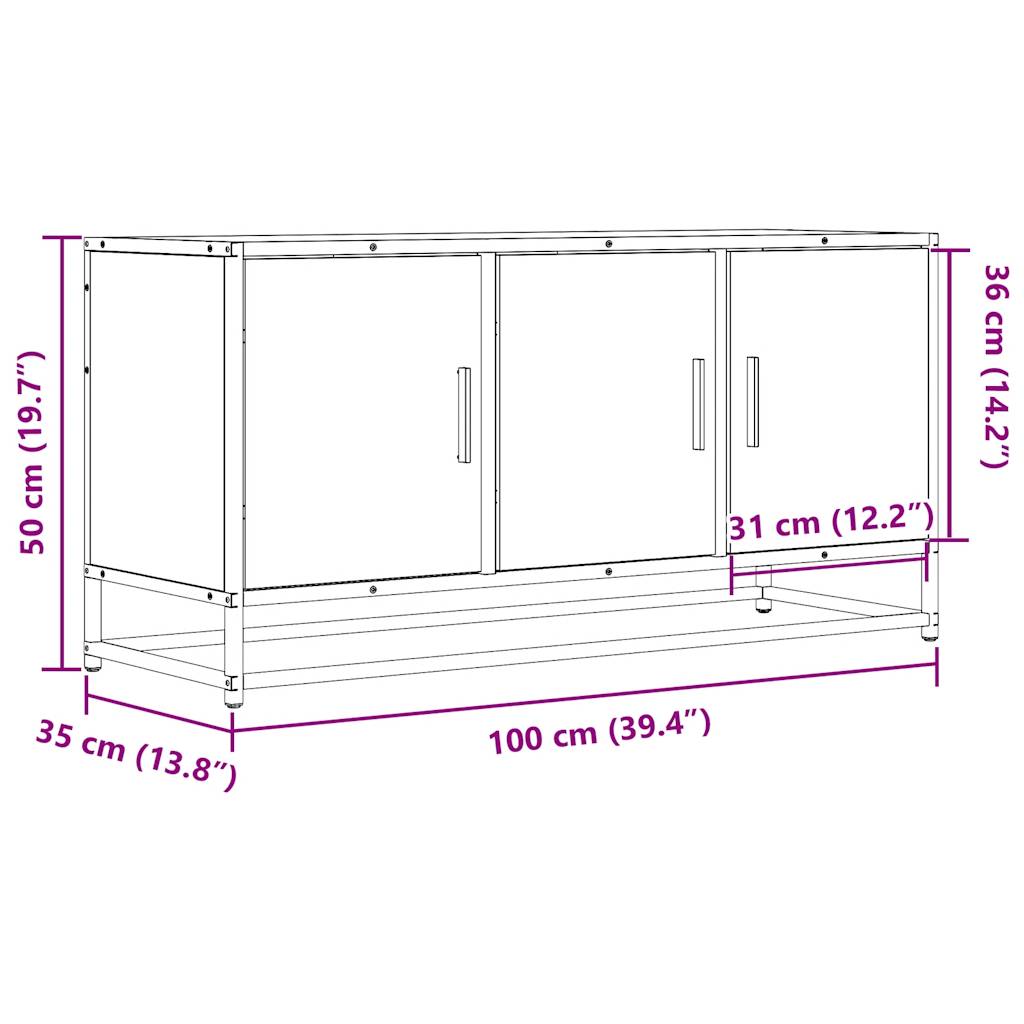 vidaXL Szafka pod telewizor, dąb sonoma, 100x35x50 cm
