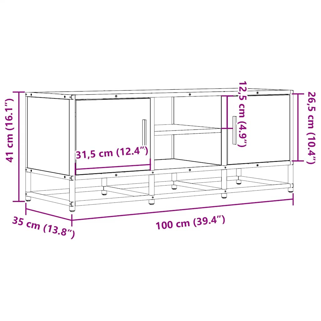 vidaXL Szafka pod TV, czarna, 100x35x41 cm, materiał drewnopochodny