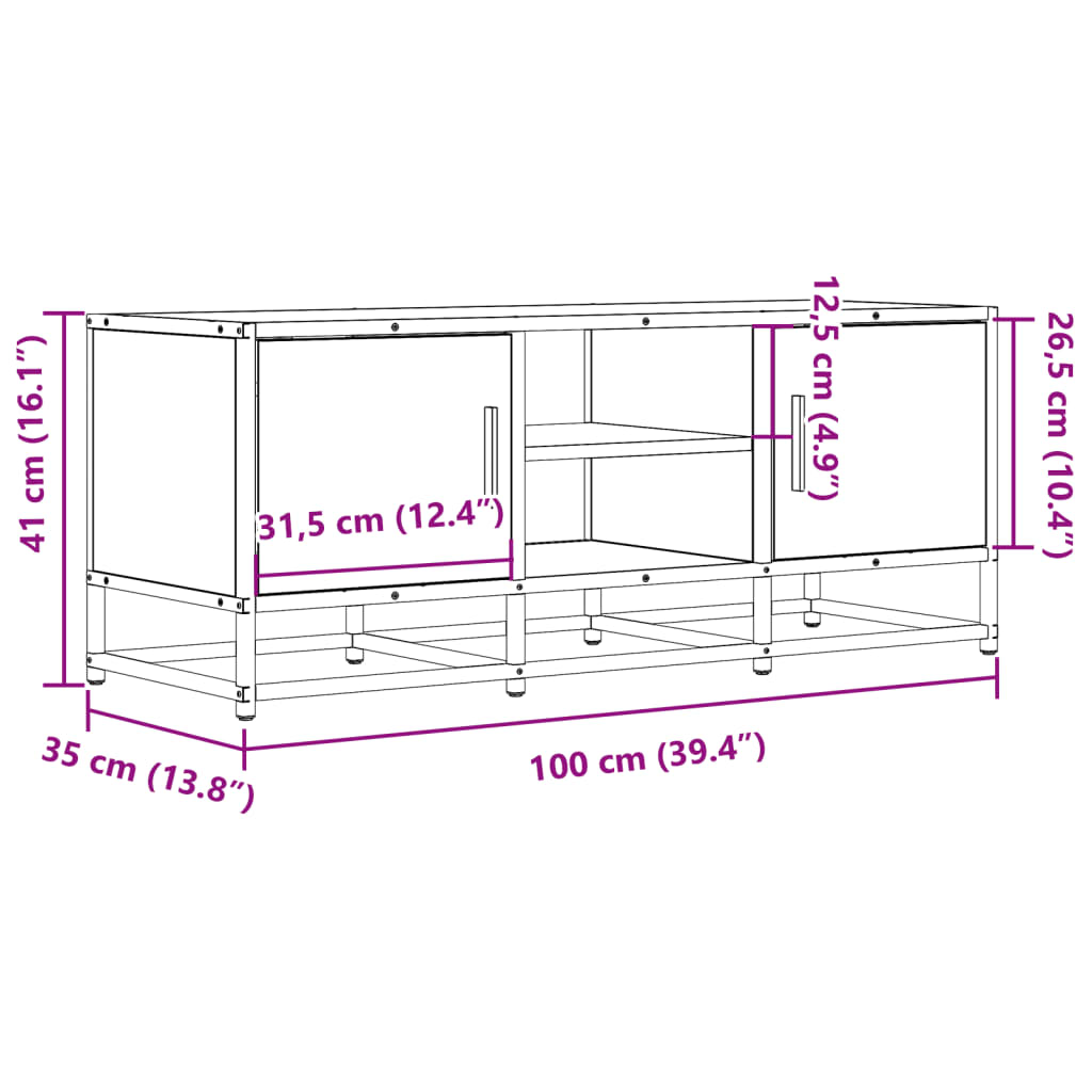 vidaXL Szafka pod telewizor, dąb sonoma, 100x35x41 cm
