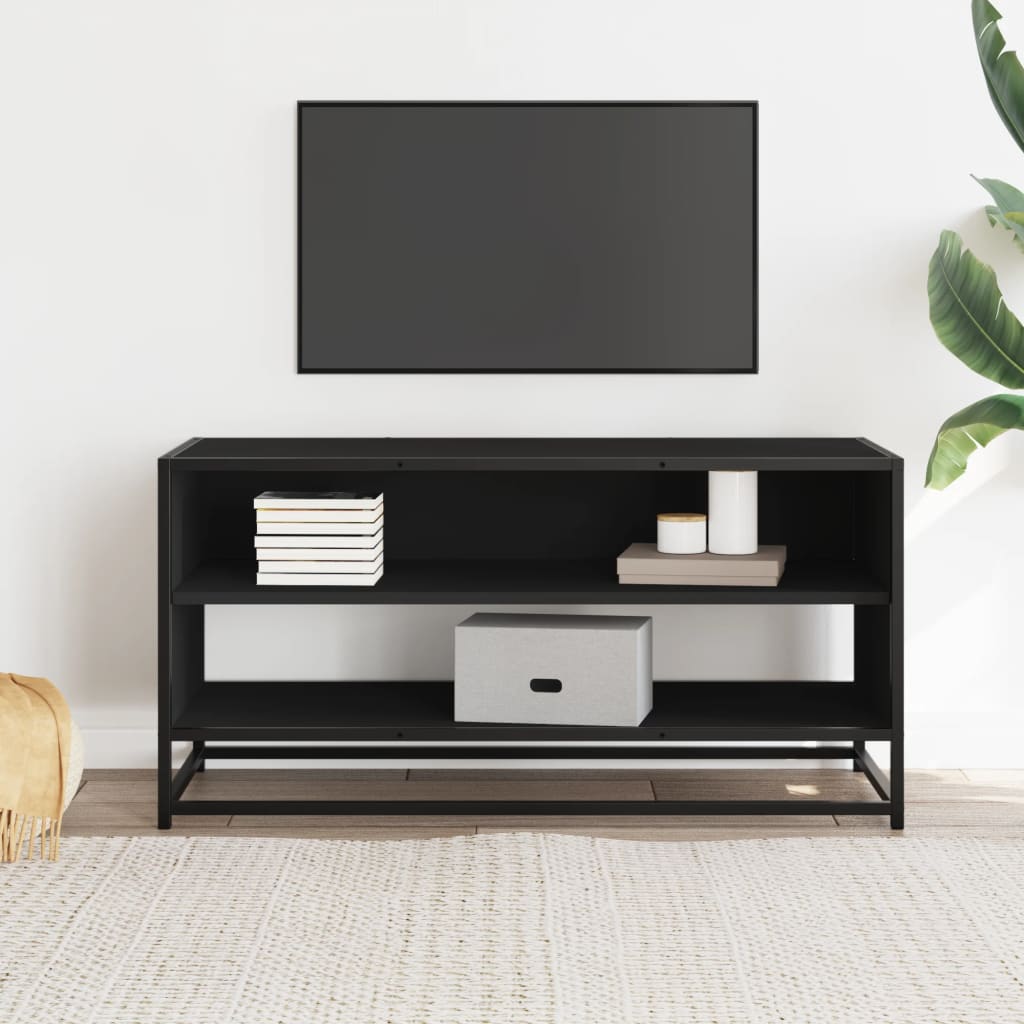 vidaXL Szafka pod TV, czarna, 91x40x46 cm, materiał drewnopochodny