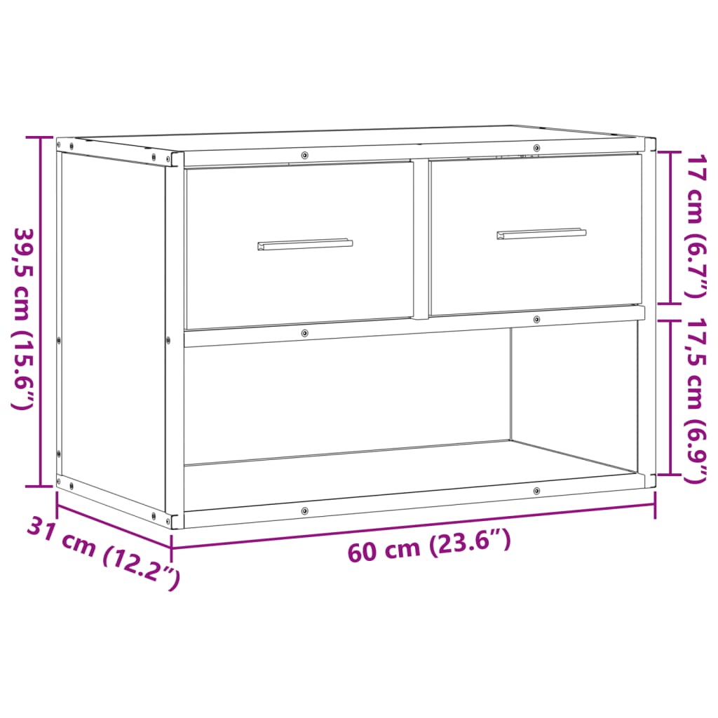 vidaXL Szafka pod telewizor, dąb sonoma, 60x31x39,5 cm
