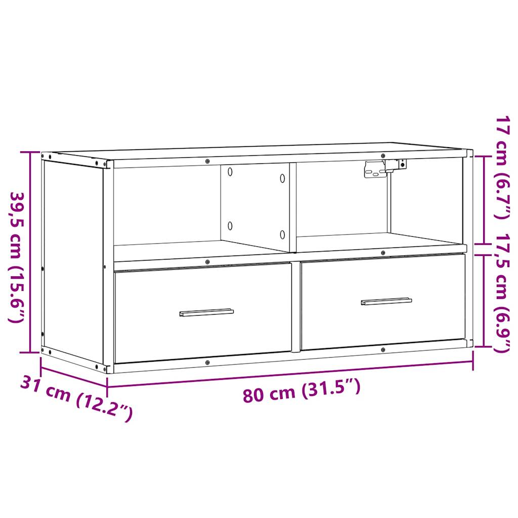 vidaXL Szafka pod telewizor, dąb sonoma, 80x31x39,5 cm