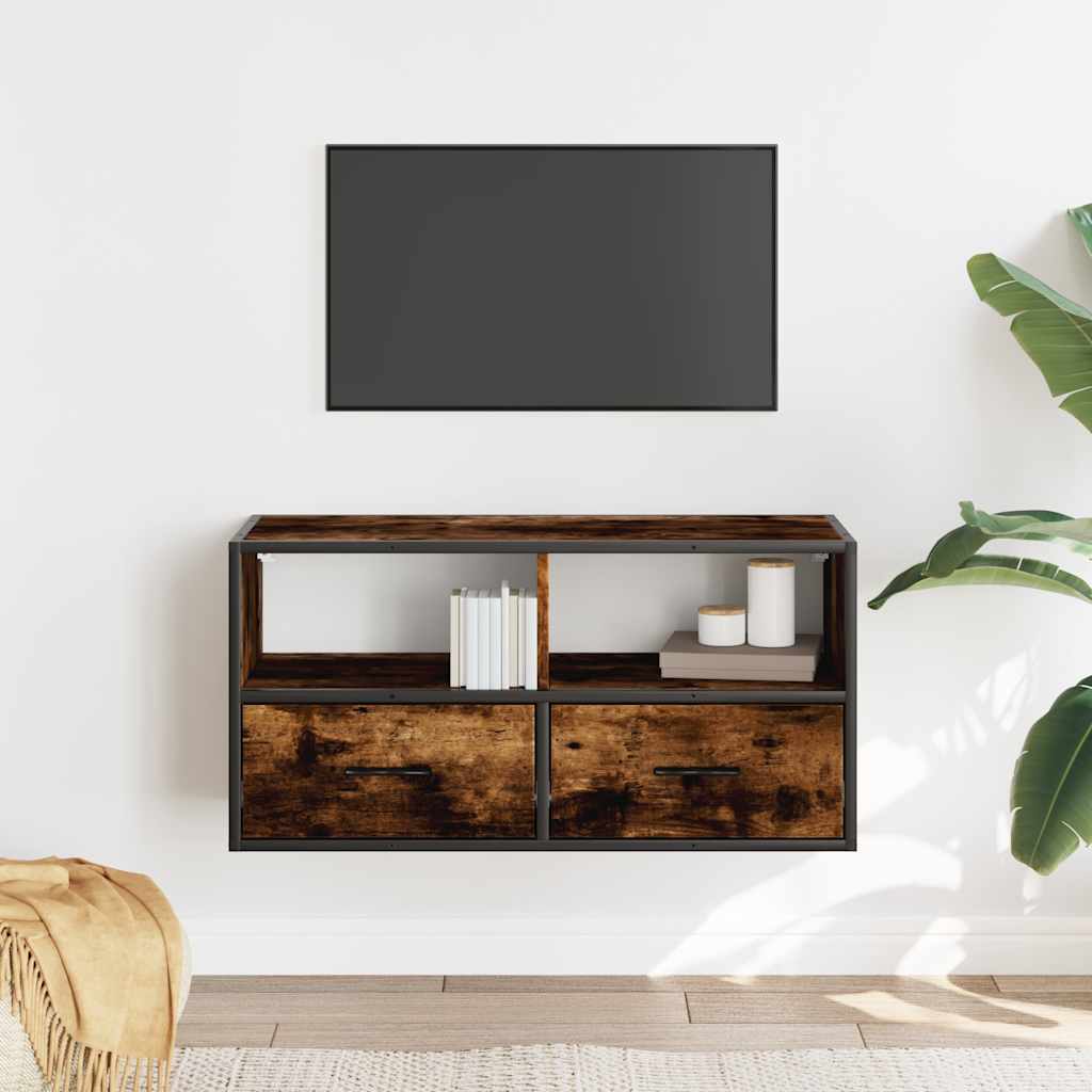 vidaXL Szafka pod telewizor, przydymiony dąb, 80x31x39,5 cm