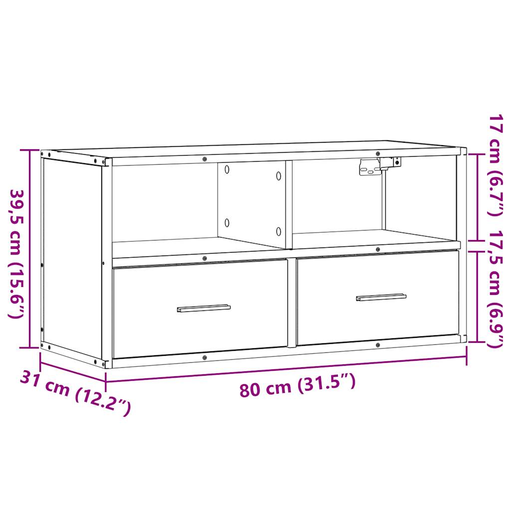 vidaXL Szafka pod telewizor, przydymiony dąb, 80x31x39,5 cm