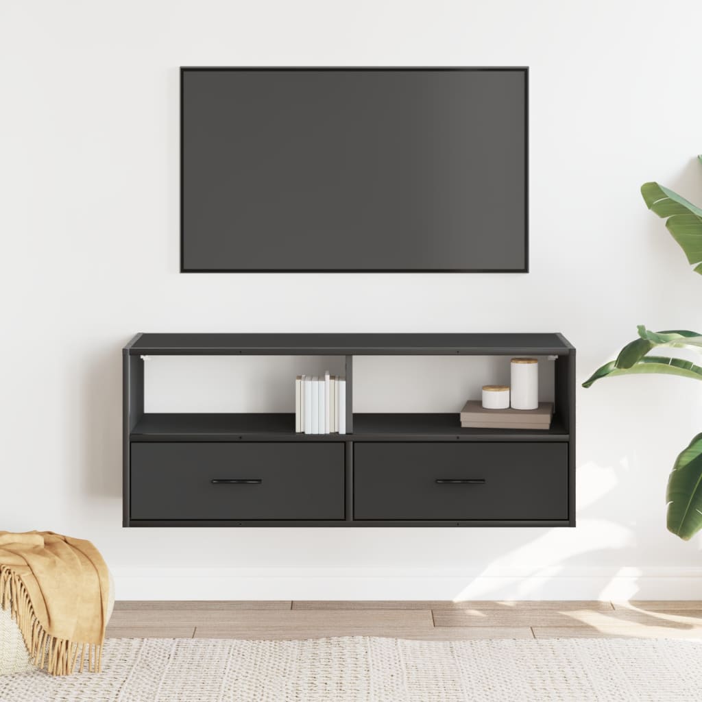 vidaXL Szafka pod TV, czarna, 100x31x39,5 cm, materiał drewnopochodny