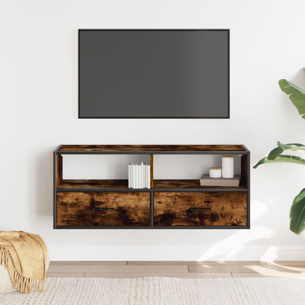 vidaXL Szafka pod telewizor, przydymiony dąb, 100x31x39,5 cm