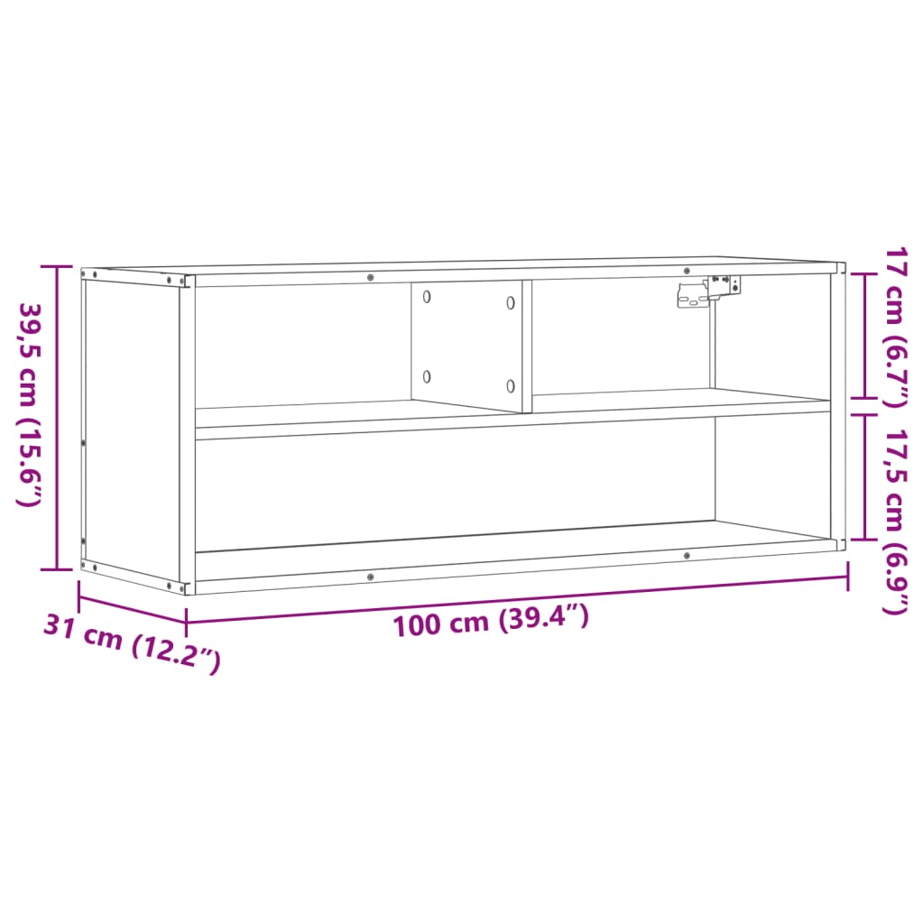 vidaXL Szafka pod telewizor, dąb sonoma, 100x31x39,5 cm
