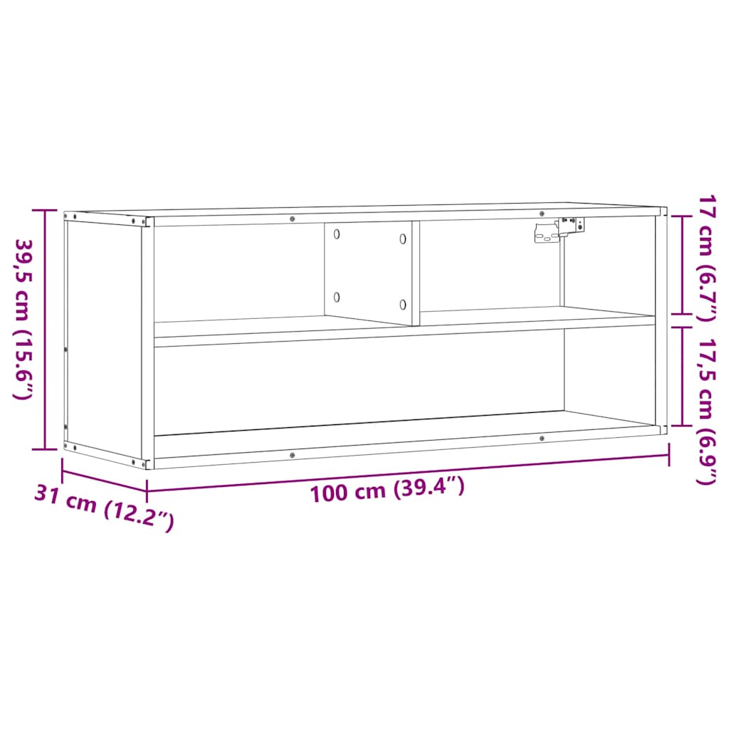 vidaXL Szafka pod telewizor, brązowy dąb, 100x31x39,5 cm