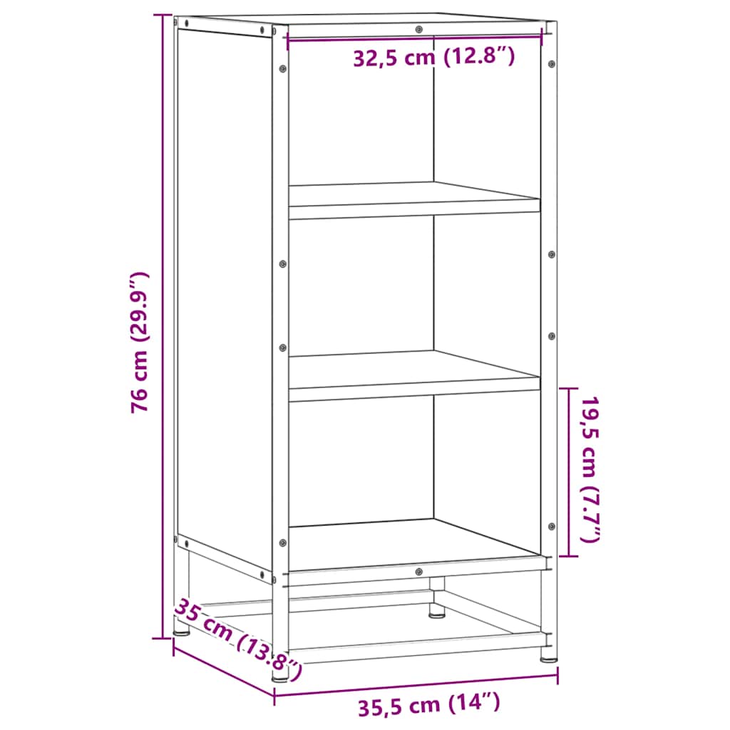 vidaXL Szafka, czarna, 35,5x35x76 cm, materiał drewnopochodny i metal