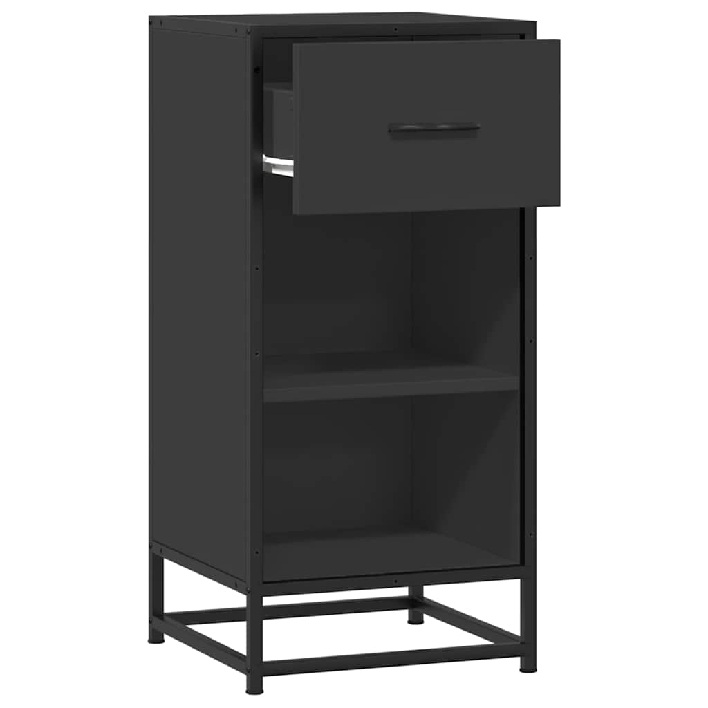 vidaXL Szafka, czarna, 35,5x35x76 cm, materiał drewnopochodny i metal