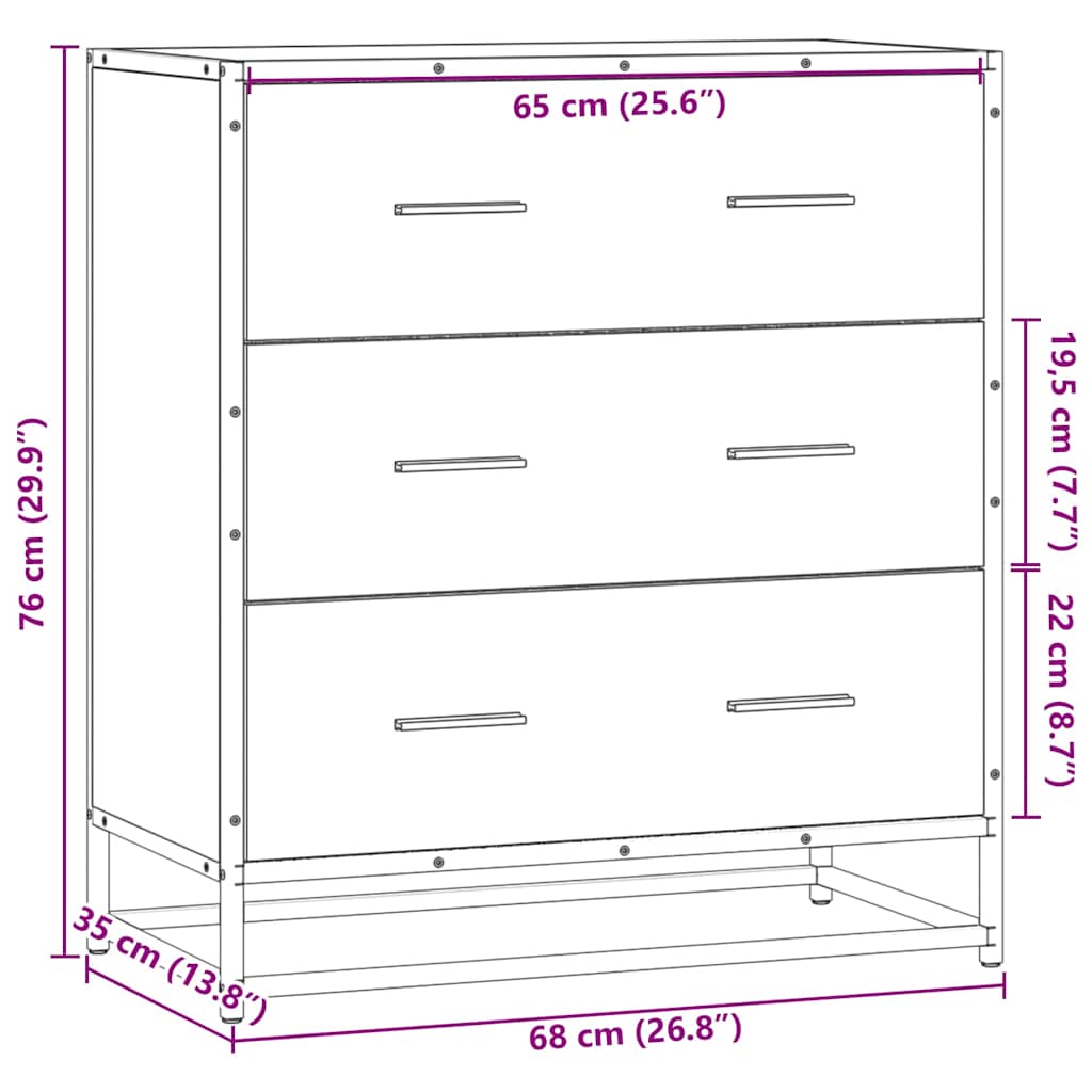 vidaXL Szafka, czarna, 68x35x76 cm, materiał drewnopochodny i metal