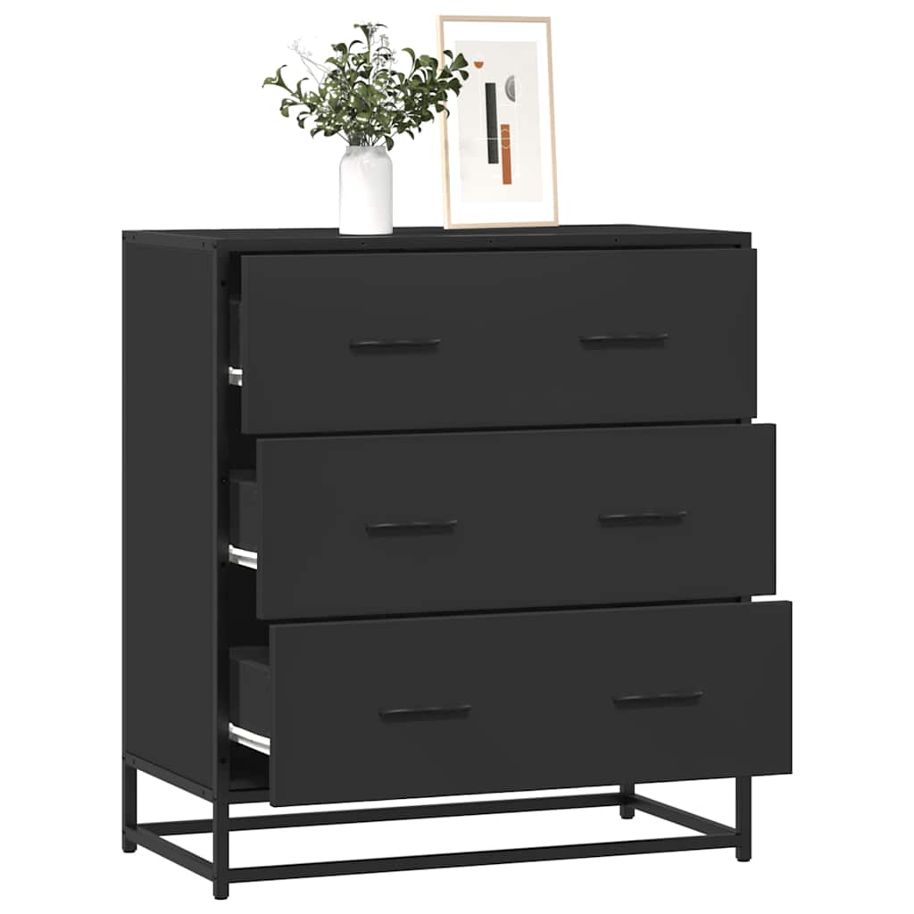 vidaXL Szafka, czarna, 68x35x76 cm, materiał drewnopochodny i metal