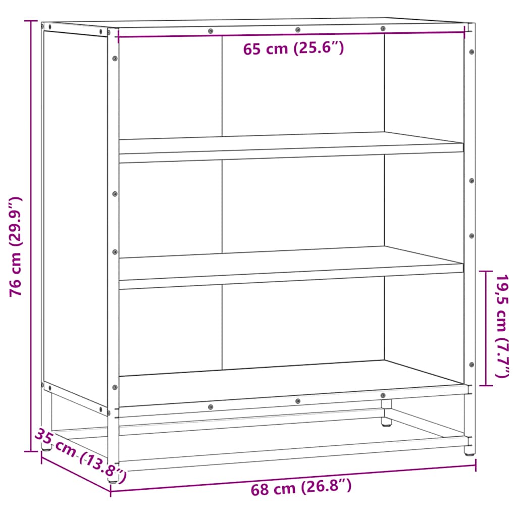 vidaXL Szafka, czarna, 68x35x76 cm, materiał drewnopochodny i metal