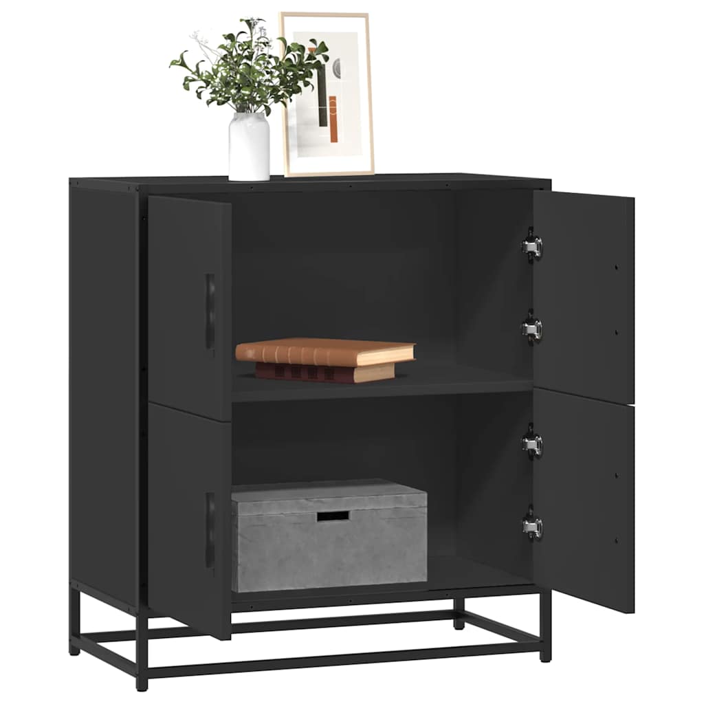 vidaXL Komoda, czarna, 68x35x76 cm, materiał drewnopochodny i metal