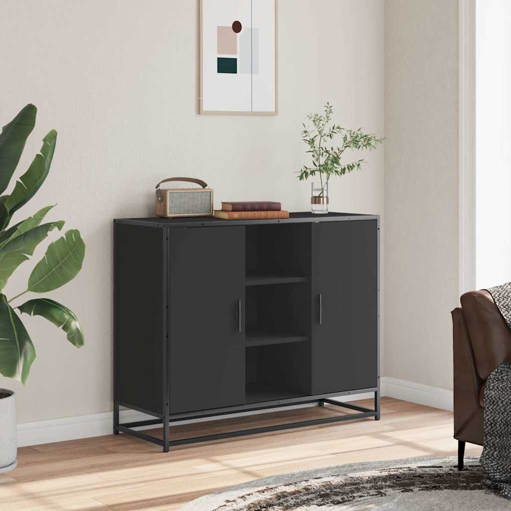 vidaXL Szafka, czarna, 92x35x76 cm, materiał drewnopochodny