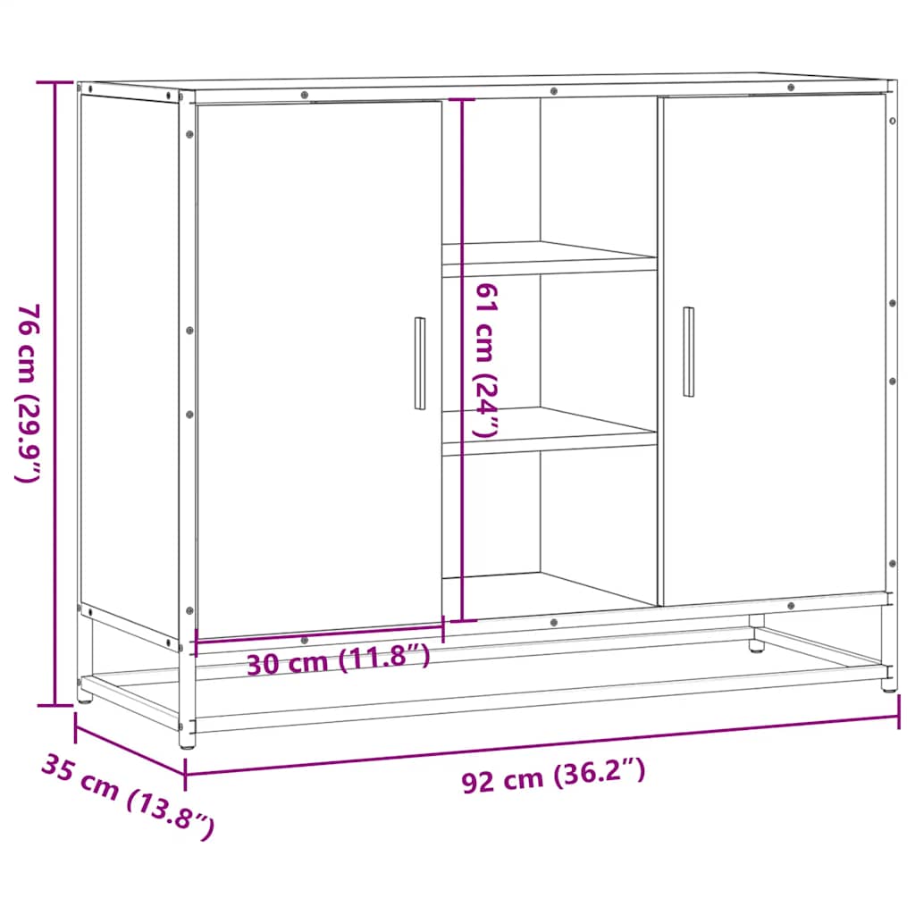 vidaXL Szafka, czarna, 92x35x76 cm, materiał drewnopochodny