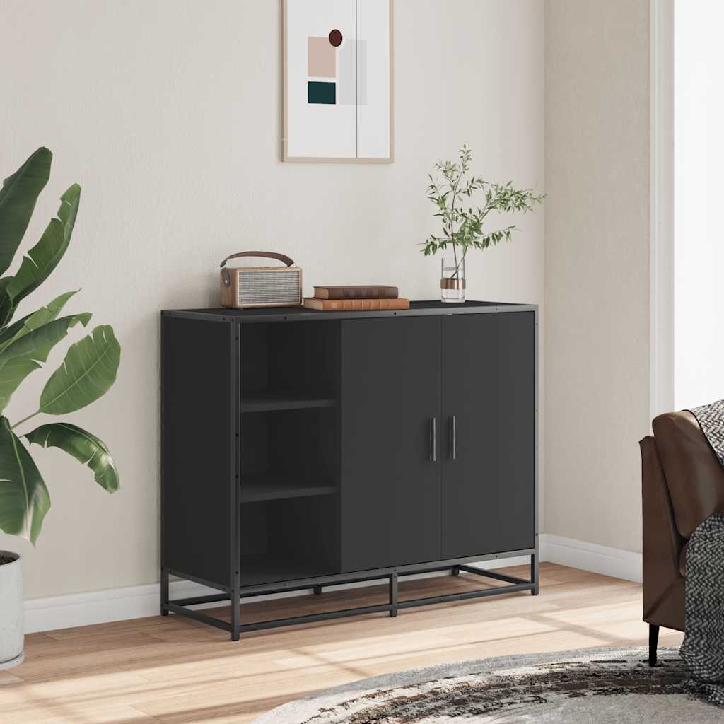 vidaXL Szafka, czarna, 92x35x76 cm, materiał drewnopochodny