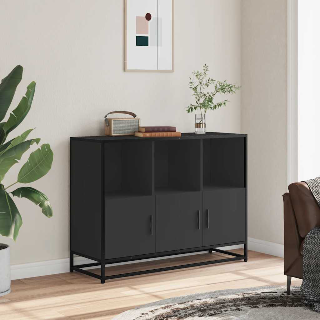 vidaXL Komoda, czarna, 100x35x76 cm, materiał drewnopochodny