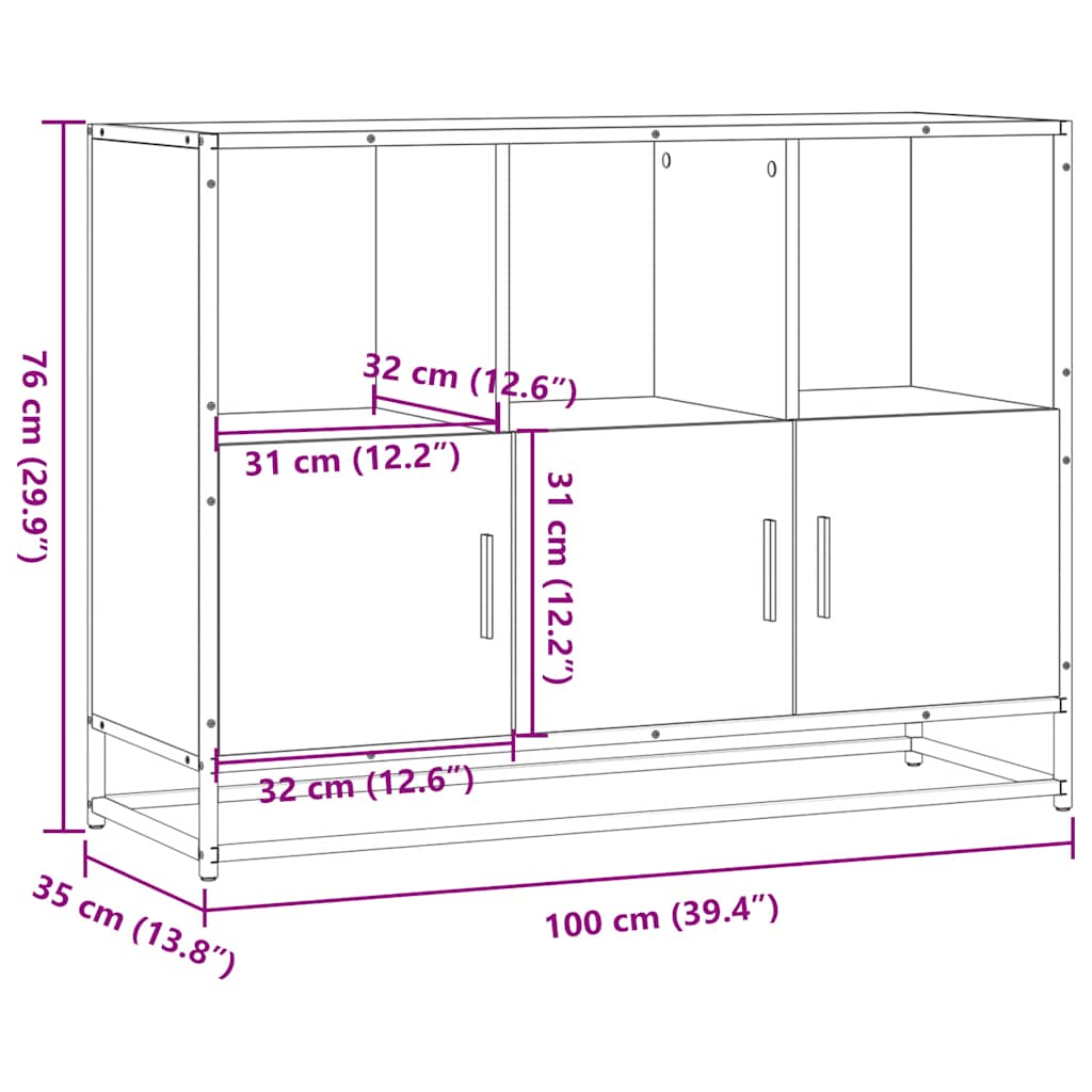 vidaXL Komoda, czarna, 100x35x76 cm, materiał drewnopochodny