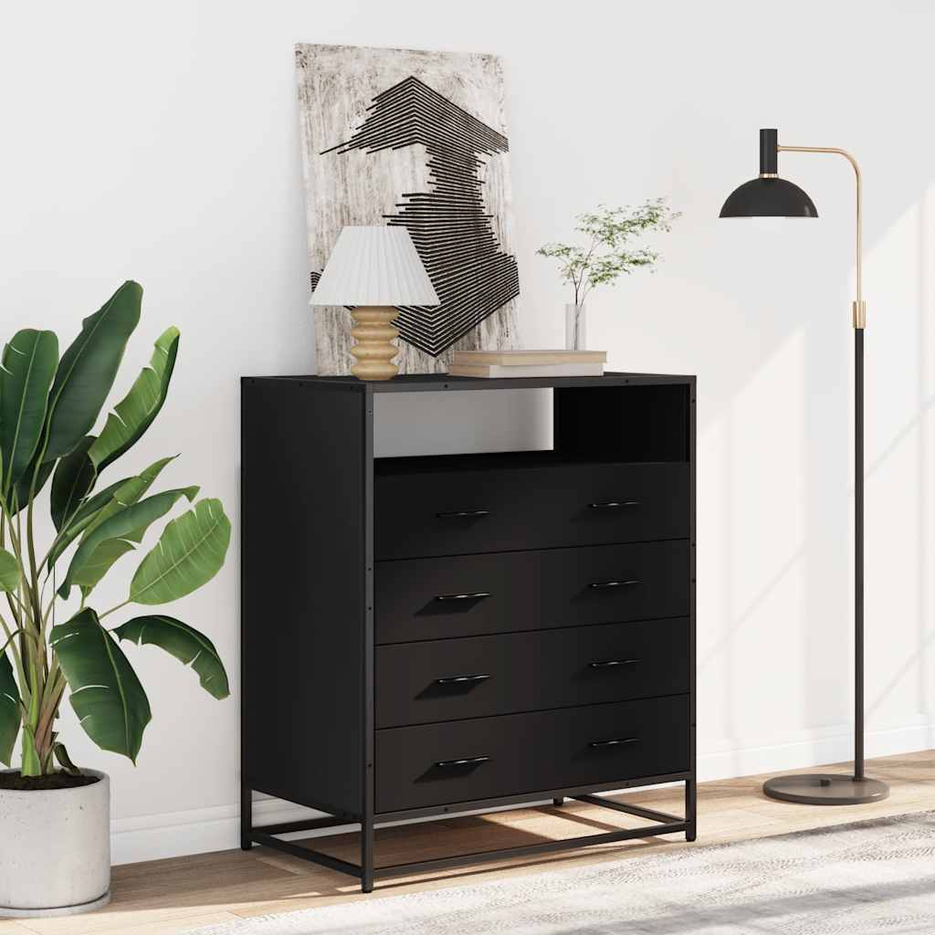vidaXL Komoda, czarna, 70x41x83,5 cm, materiał drewnopochodny