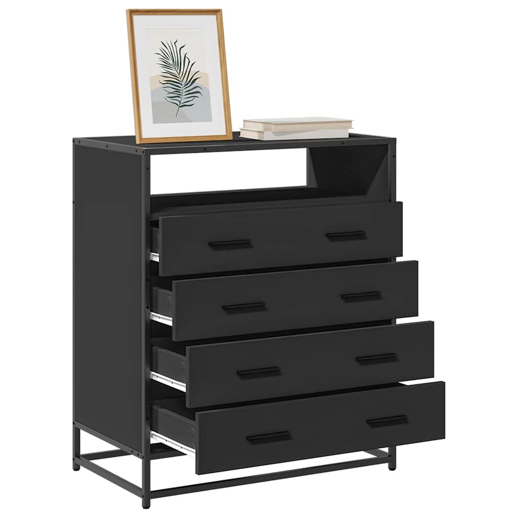vidaXL Komoda, czarna, 70x41x83,5 cm, materiał drewnopochodny
