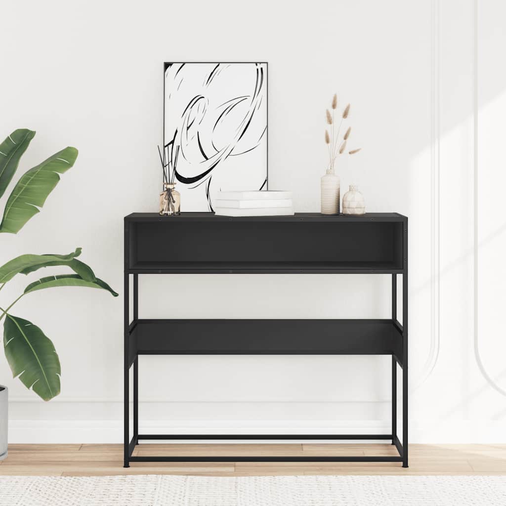 vidaXL Stolik konsolowy, czarny, 90x35x80 cm, materiał drewnopochodny