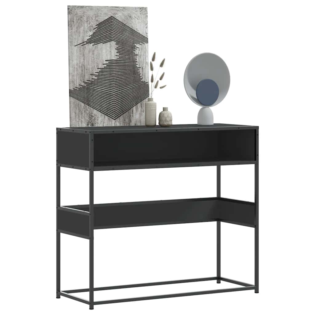 vidaXL Stolik konsolowy, czarny, 90x35x80 cm, materiał drewnopochodny