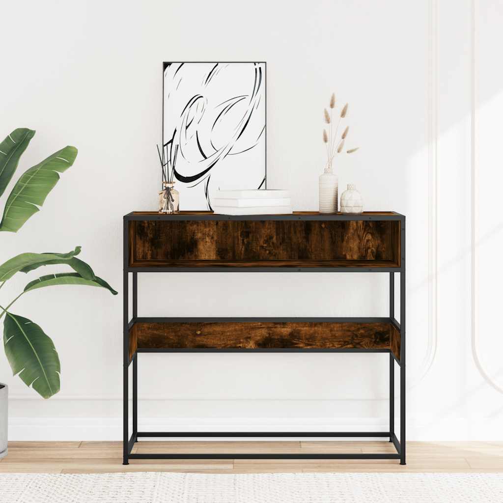 vidaXL Stolik konsolowy, przydymiony dąb, 90x35x80 cm