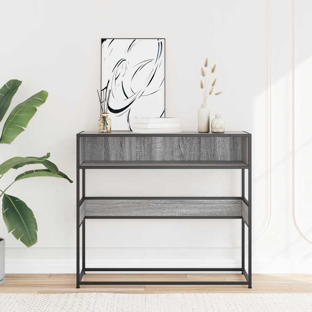 vidaXL Stolik konsolowy, szary dąb sonoma, 90x35x80 cm