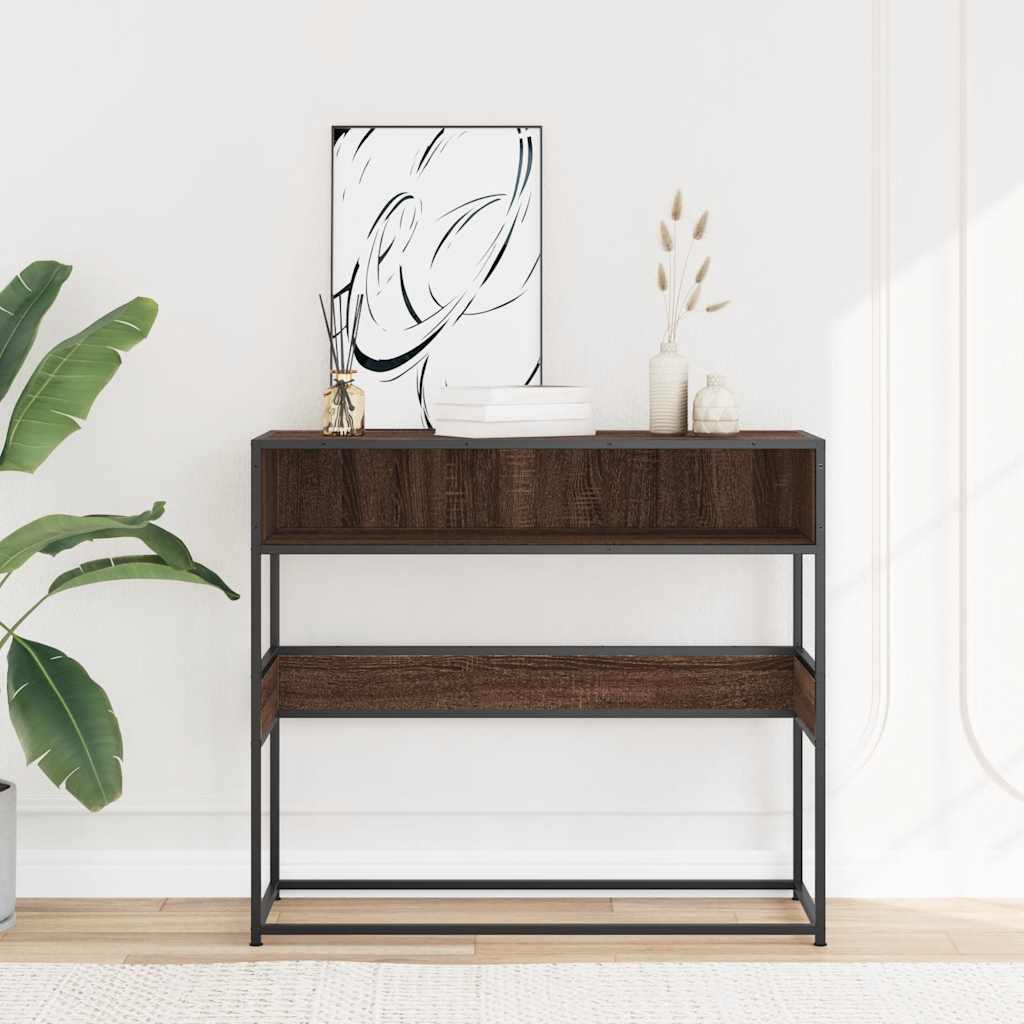 vidaXL Stolik konsolowy, brązowy dąb, 90x35x80 cm