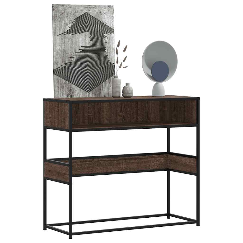 vidaXL Stolik konsolowy, brązowy dąb, 90x35x80 cm