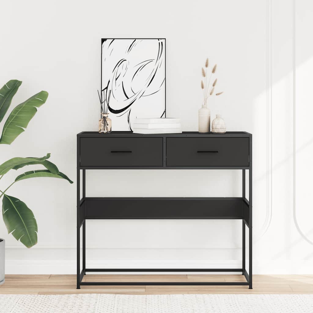 vidaXL Stolik konsolowy, czarny, 90x35x80 cm, materiał drewnopochodny