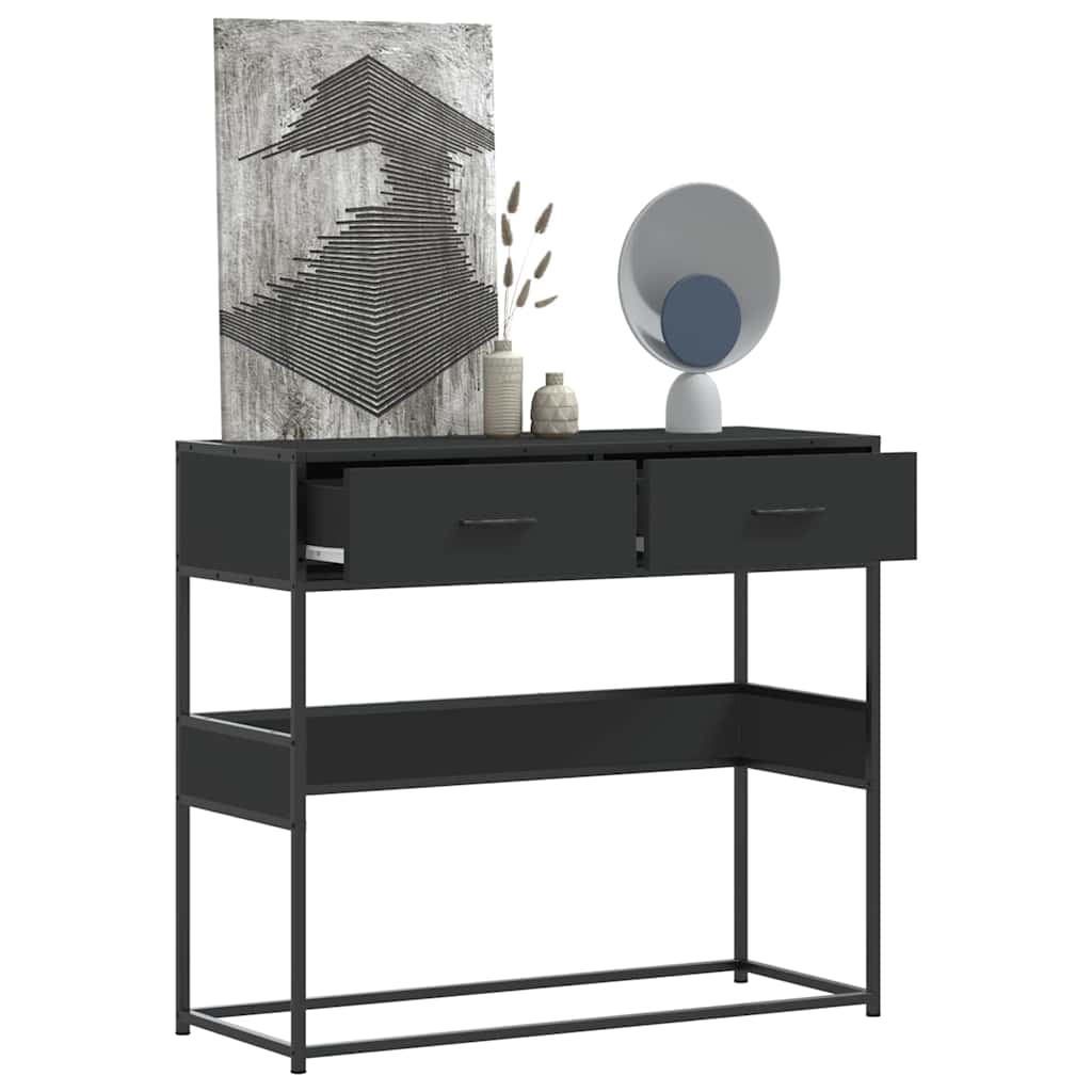 vidaXL Stolik konsolowy, czarny, 90x35x80 cm, materiał drewnopochodny