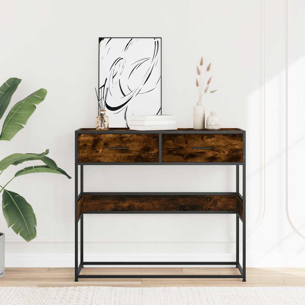 vidaXL Stolik konsolowy, przydymiony dąb, 90x35x80 cm