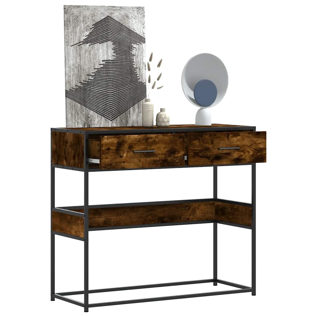 vidaXL Stolik konsolowy, przydymiony dąb, 90x35x80 cm