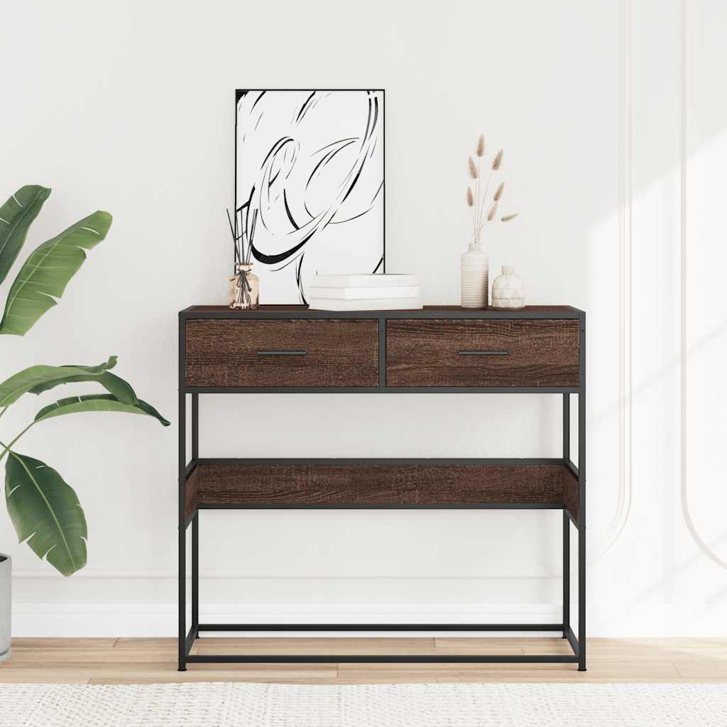 vidaXL Stolik konsolowy, brązowy dąb, 90x35x80 cm