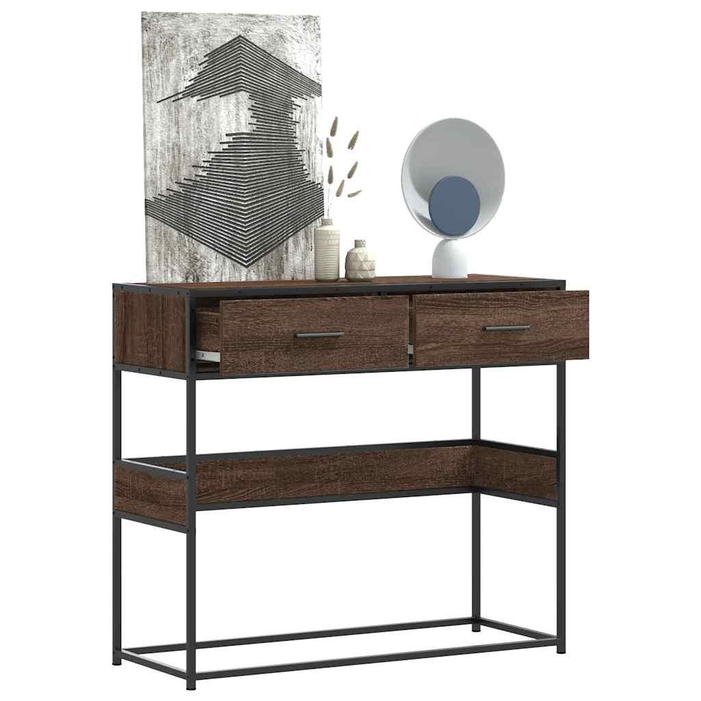 vidaXL Stolik konsolowy, brązowy dąb, 90x35x80 cm