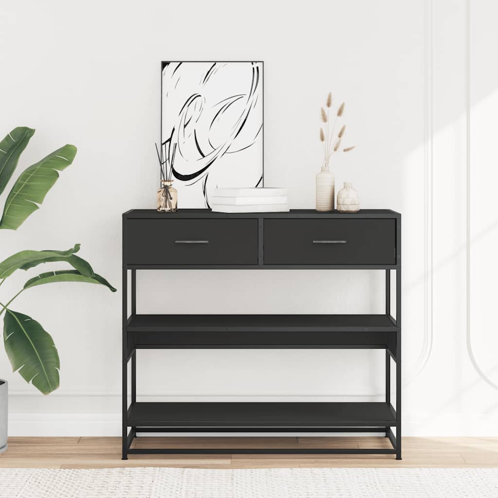 vidaXL Stolik konsolowy, czarny, 90x35x80 cm, materiał drewnopochodny