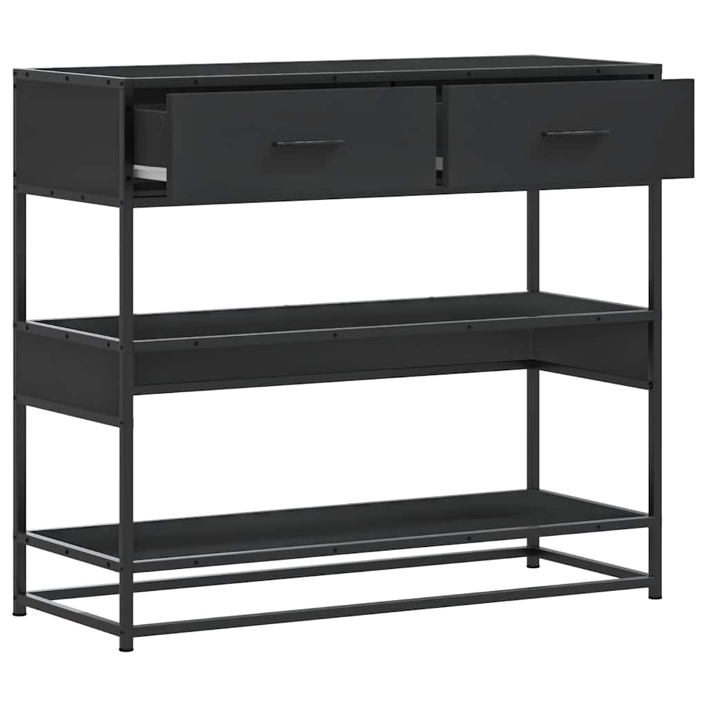 vidaXL Stolik konsolowy, czarny, 90x35x80 cm, materiał drewnopochodny