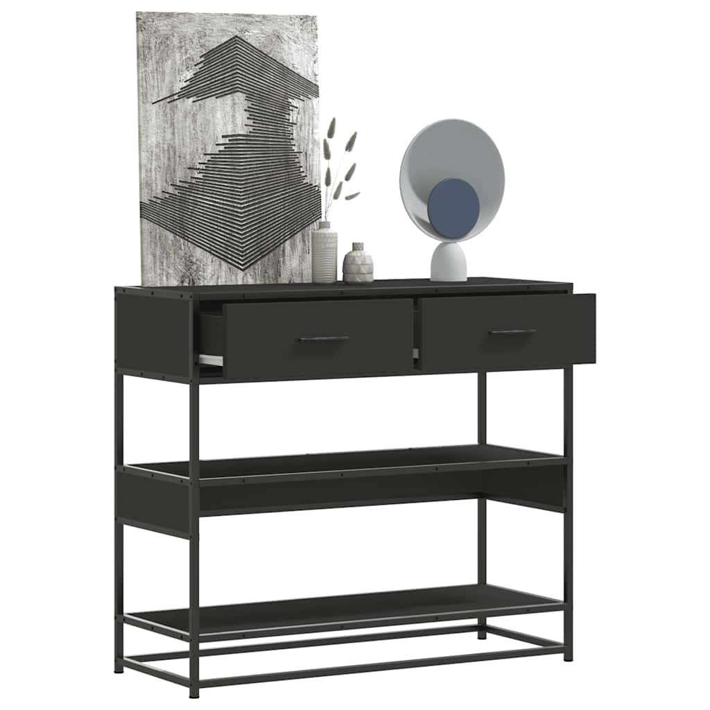 vidaXL Stolik konsolowy, czarny, 90x35x80 cm, materiał drewnopochodny