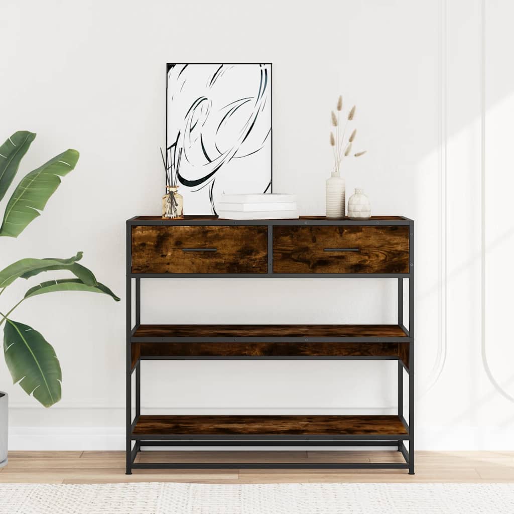 vidaXL Stolik konsolowy, przydymiony dąb, 90x35x80 cm