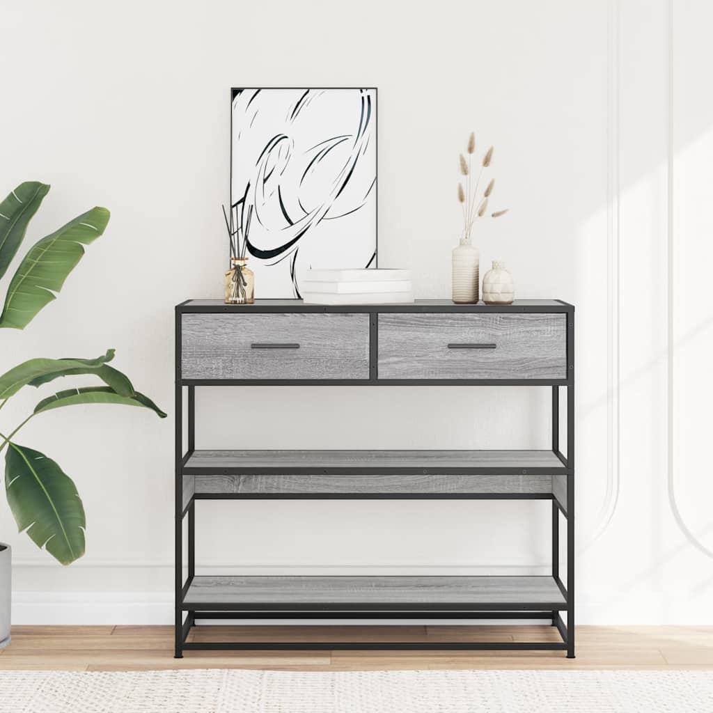 vidaXL Stolik konsolowy, szary dąb sonoma, 90x35x80 cm