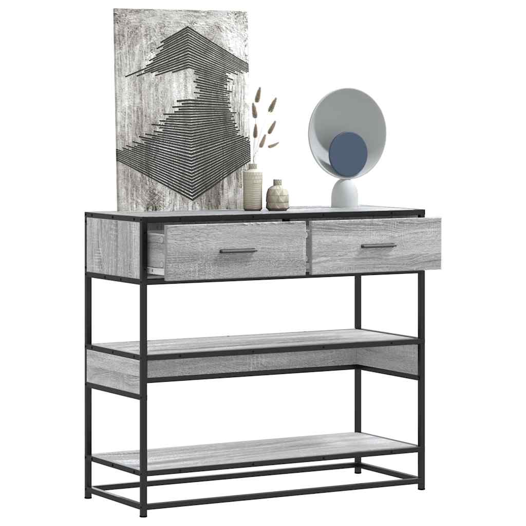 vidaXL Stolik konsolowy, szary dąb sonoma, 90x35x80 cm