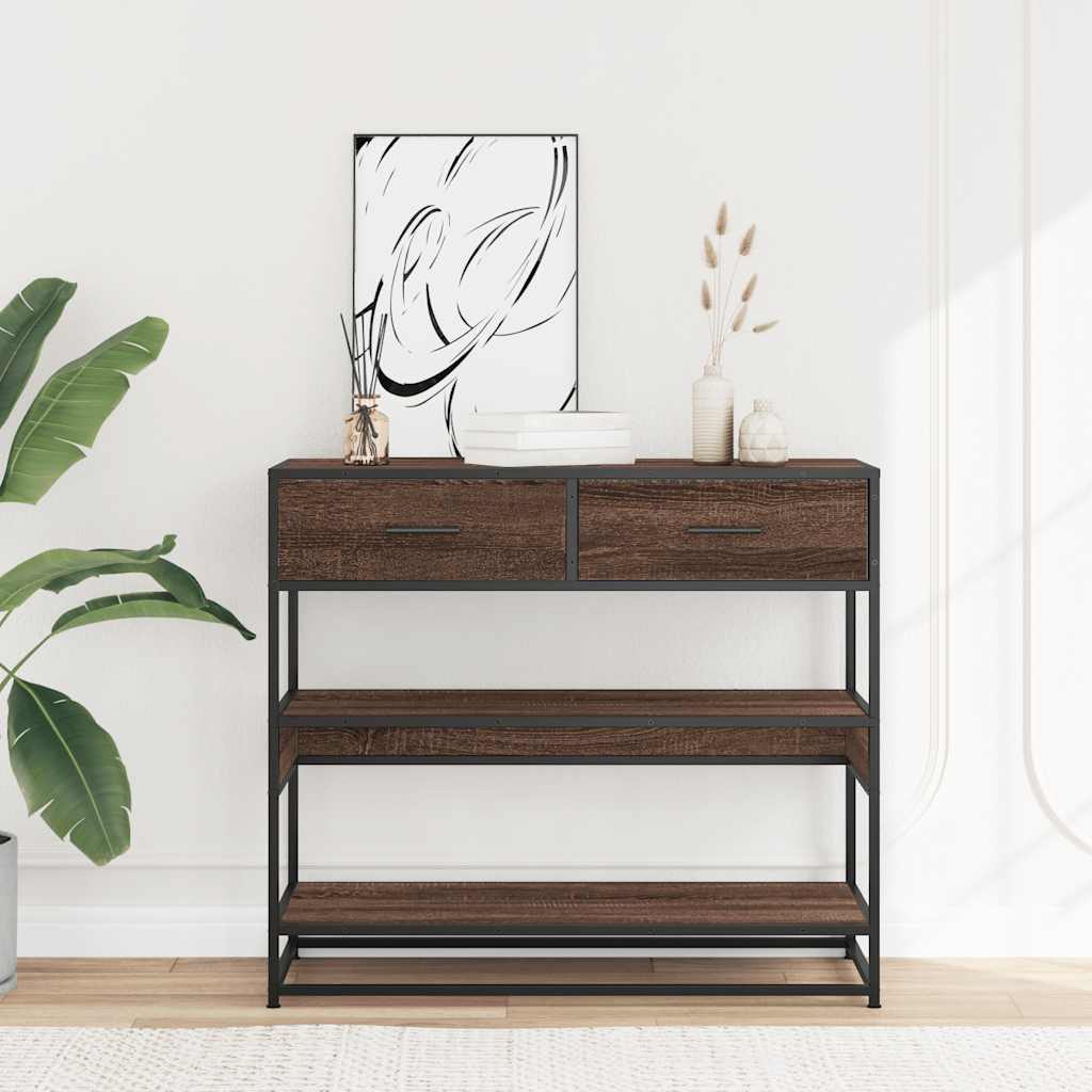 vidaXL Stolik konsolowy, brązowy dąb, 90x35x80 cm