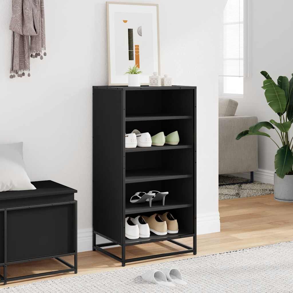 vidaXL Stojak na buty, czarny, 48x38x97,5 cm, materiał drewnopochodny