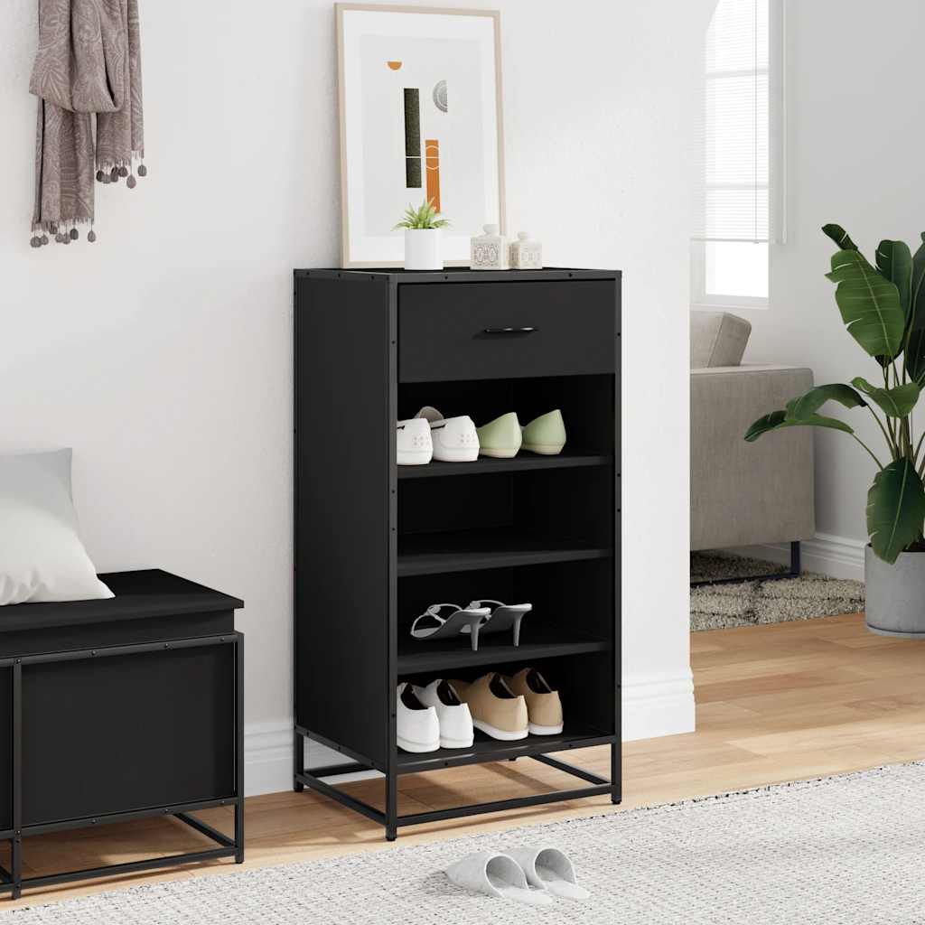 vidaXL Stojak na buty, czarny, 48x38x97,5 cm, materiał drewnopochodny