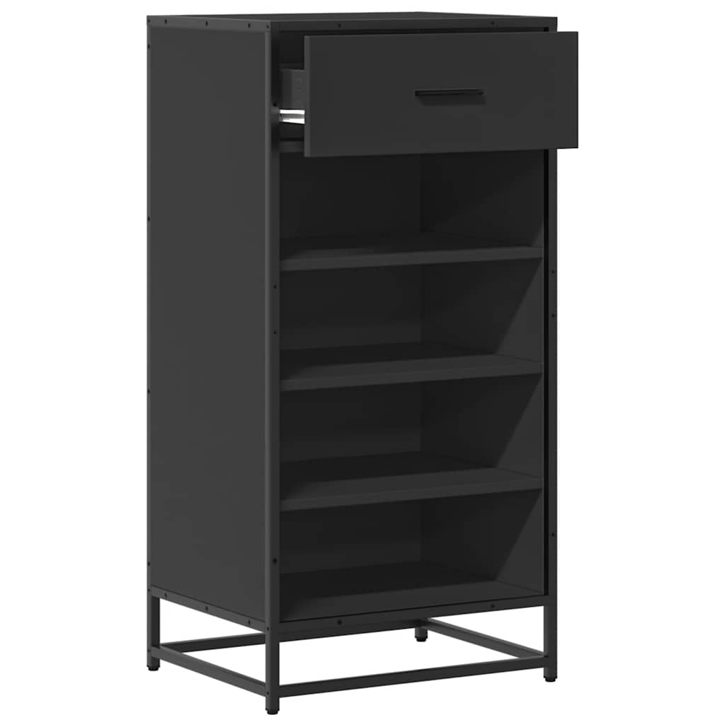 vidaXL Stojak na buty, czarny, 48x38x97,5 cm, materiał drewnopochodny
