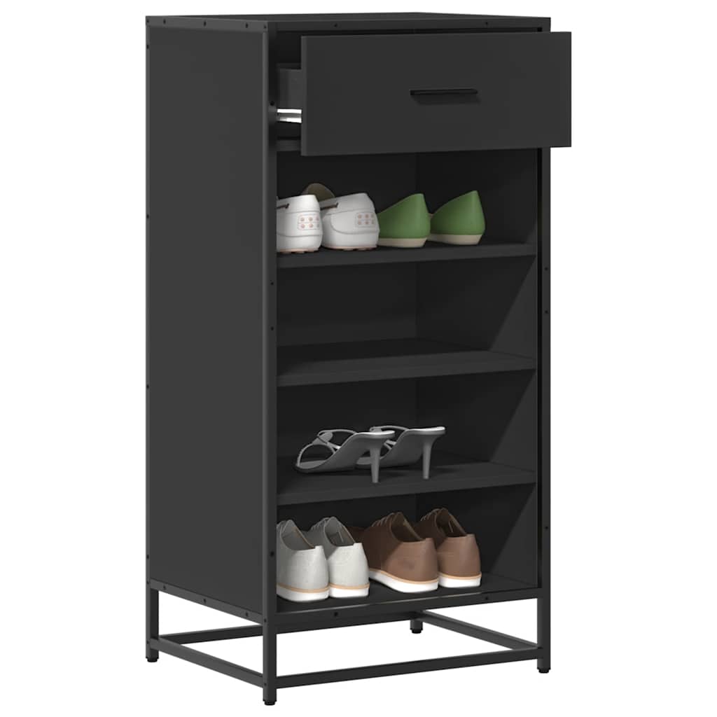 vidaXL Stojak na buty, czarny, 48x38x97,5 cm, materiał drewnopochodny