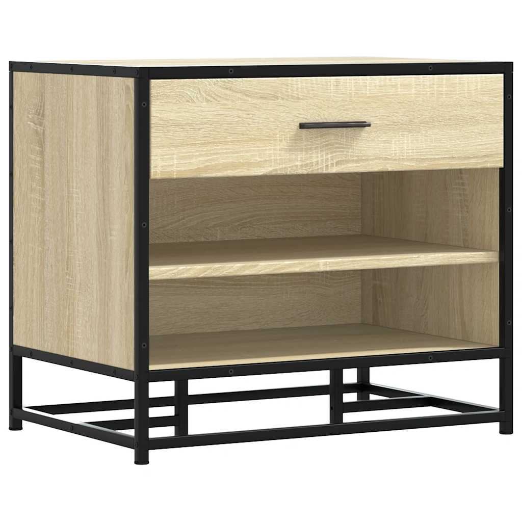 vidaXL Ławka na buty Sonoma Oak 60x40x53,5 cm Drewno klejone i metal